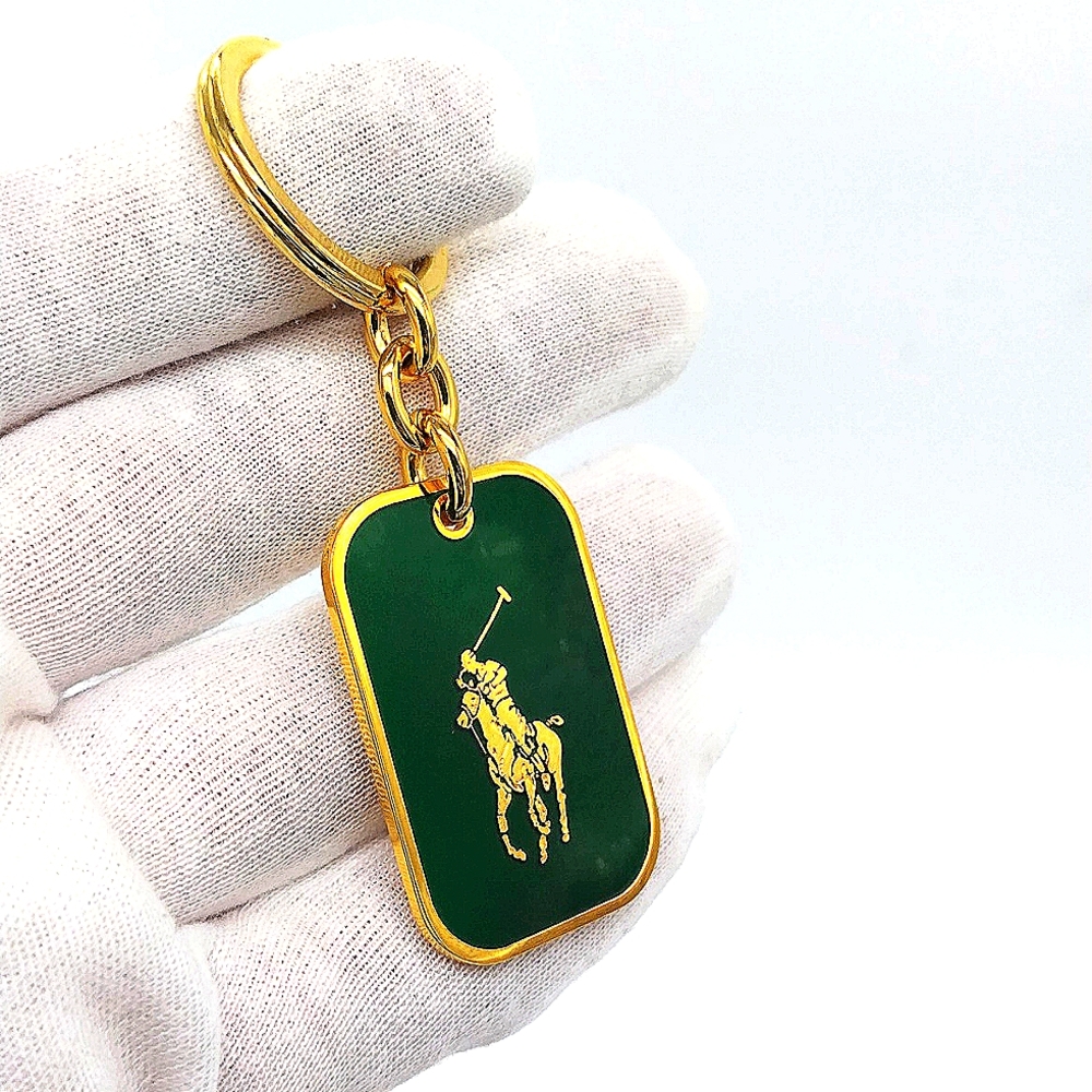 Gold and Green Polo Vintage Keychain Fob - Picture 3 of 7
